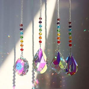 Colgantes de Cristal, 4 Piezas Bola de Prisma de Cristal Ar…