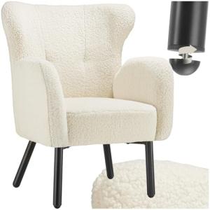 TecTake® Sillón Orejero Tapizado en Bouclé, Butaca de Salón…