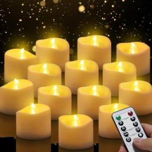 Velas de té LED, 14 unidades, sin llama, velas de té con ma…