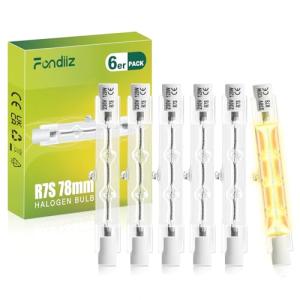 Fondiiz 6 Piezas R7s Bombilla Halogena 78mm, 120W 2800K Reg…