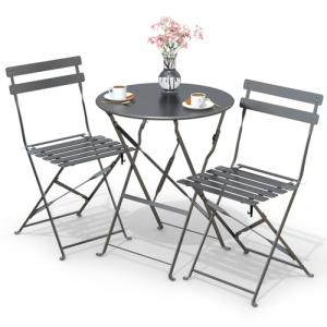 VOUNOT® Conjunto de Muebles de Jardín Plegable 3 Piezas, Se…