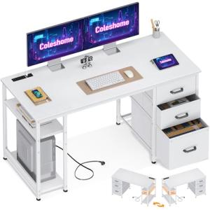 Coleshome Escritorio con 3 Cajones de Tela, 130x48cm Mesa d…