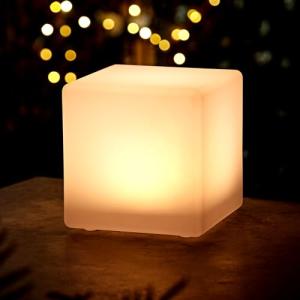 Spetebo Lámpara LED solar de plástico en forma de cubo, luz…
