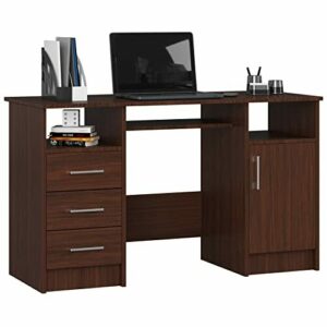ADGO Ana Mesa de Ordenador con 3 Cajones, 2 Estantes, 1 Arm…