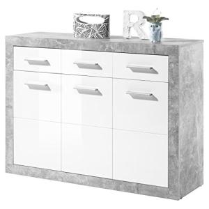 STONE Aparador con acabado en hormigón y blanco de brillo i…