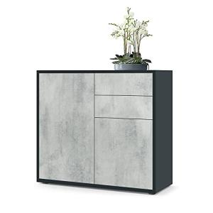 Vladon Cajonera Ben, Cómoda con 2 Puertas y 2 Cajones Negro…