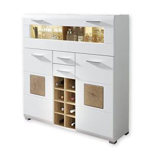 FUN PLUS Mueble bar blanco con aplicaciones de madera de te…