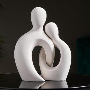 Escultura romántica de Pareja en cerámica Blanca - Estatua…