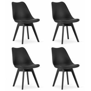 NMK HOME Sillas Comedor Pack 4 - Negro Sillas de Cocina - P…