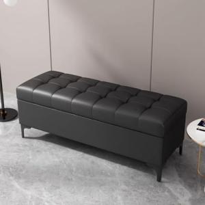 Elegante banco de almacenamiento otomano negro – Asiento re…