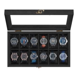 SONGMICS Caja para Relojes con 12 Compartimentos, Caja para…