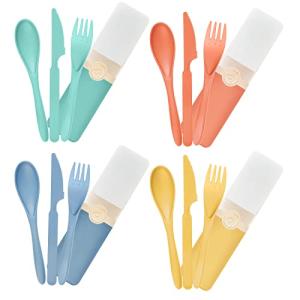 4 juego de vajilla de tenedores, cubiertos de plástico traj…