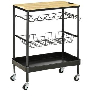 HOMCOM Carro de Cocina con Ruedas Carrito de Servicio Multi…