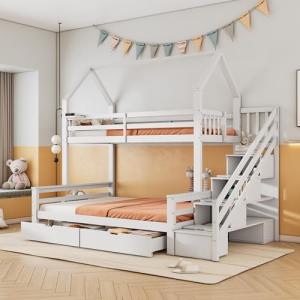 Moimhear Litera con escalera, cuna, cama infantil, tres, co…