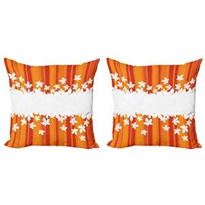 ABAKUHAUS Naranja Set de 2 Fundas para Cojín, Rayas de Colo…