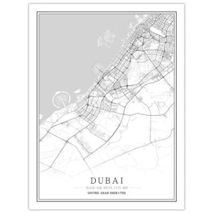 blanco negro DUBAI Impresión 3d Cartel de mapa de arte abst…