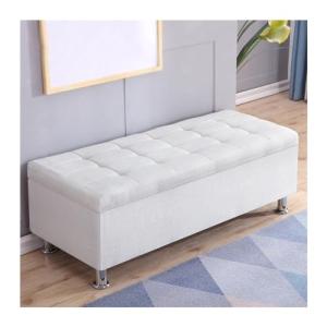 Banco de zapatos rectangular blanco con almacenamiento, tab…