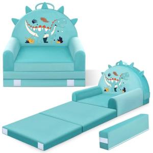 JUOIFIP Sofá Infantil Dinosaurio, 2 en 1 Silla Plegable par…