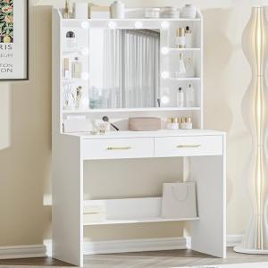 Hzuaneri Tocador de Maquillaje, con Espejo y luz LED, Estil…