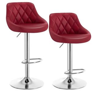 WOLTU 2X Taburete de Bar con Respaldo Cuero Sintético Tabur…