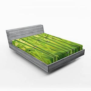 ABAKUHAUS Verde Sábana Elastizada, Bambú Brote del Bosque S…