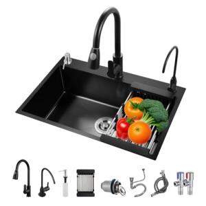 Fregadero de cocina integrado de acero inoxidable, con 3 ag…