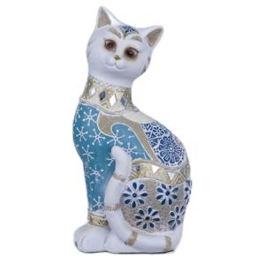 BY SIGRIS Figura Gato Azul de Resina 29X10X15cm Figura de G…