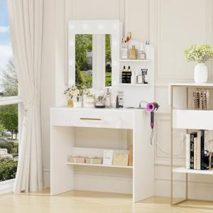 Chleby Tocador de Maquillaje con Espejo y LED Luz Regulable…