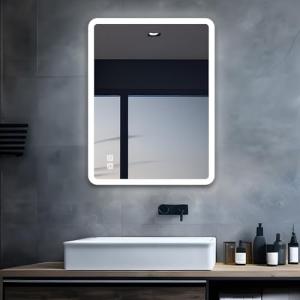 MIQU Espejo de baño LED con iluminación, 80 x 60 cm, Espejo…