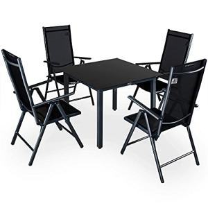 CASARIA® Comedor de Jardín Bern Antracita Aluminio 90x90 Me…