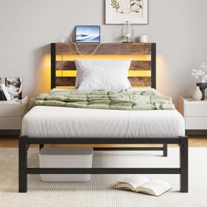 VERFARM Base de cama individual de 91 cm con estación de ca…