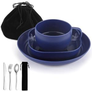 ReaNea Juego de Utensilios de Camping, Platos y Cuencos de…