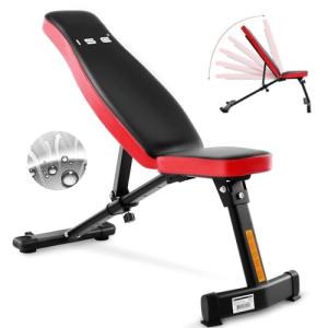 ISE Banco de Pesas Musculación Ajustable Plegable Multifunc…