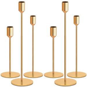 Tonsooze Candelabros de Metal, 6 pcs Estilo Retro Comedor C…