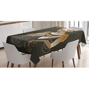 ABAKUHAUS Africano Mantele, garabatos, Estampado con la Últ…