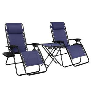 Amazon Basics Set de 2 sillas con gravedad cero y mesa auxi…