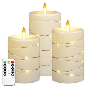 Luz de vela LED, 3 velas de llama dinámica, una luz de vela…