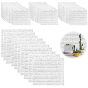 40 Piezas Papel 3D Blanco Ladrillo Pared Autoadhesivo, Grue…