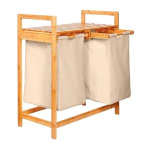 Lumaland cesto de ropa sucia de bambú con 2 bolsas de ropa…