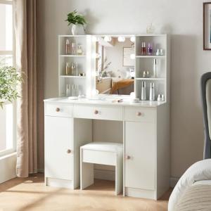 Teousev Tocador de Maquillaje con Luz, Mesa Maquillaje con…