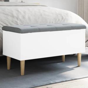 ZEYUAN Banco con almacenaje Madera de ingeniería Blanco 82x…