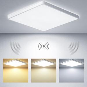 MLOQI - Lámpara de techo LED con sensor de movimiento, 24 W…