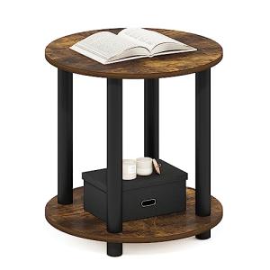 Furinno Turn-N-Tube Mesa Auxiliar Redonda de Madera de 2 Ni…