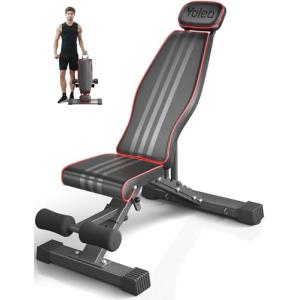 YOLEO Banco de pesas ajustable, banco de entrenamiento pleg…