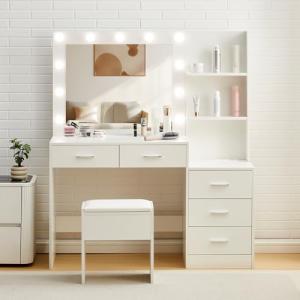 TUKAILAi Tocador de Maquillaje con Espejo Luz LED y Taburet…