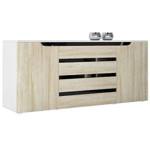 Vladon Aparador Cómoda Sylt V2, Cuerpo en Blanco Mate/Frent…