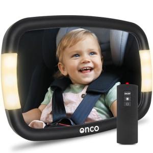 Onco Espejo Coche Bebé Con LED - 2 Modos de Luz Ambiental,…