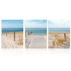 Dazzlewall Juego de 3 Lienzos de Playa Cielo Azul del Mar d…