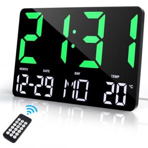 Lafocuse 12" LED Reloj de Pared Digital con Pantalla Grande…