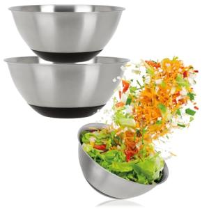 COM-FOUR® Juego de cuencos de 3 piezas de acero inoxidable…